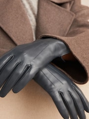 Navy Blue Leather Gloves - Image 2 of 3