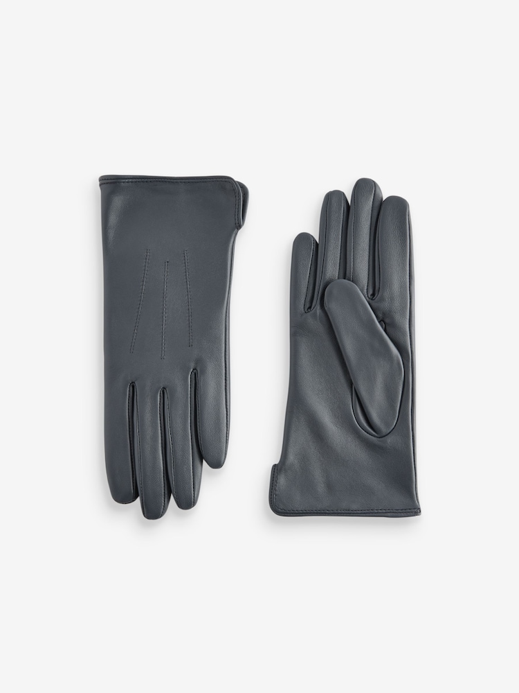 Navy Blue Leather Gloves - Image 3 of 3