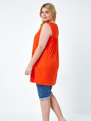 Roman Orange Sleeveless Longline Broderie Top - Image 4 of 5