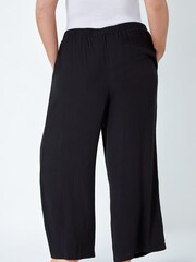 Roman Black Plain Crinkle Wide Leg Trousers - Image 2 of 5