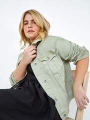 Roman Sage Green Curve Denim Jacket - Image 1 of 5