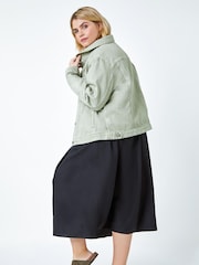 Roman Sage Green Curve Denim Jacket - Image 4 of 5