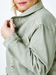 Roman Sage Green Curve Denim Jacket - Image 5 of 5