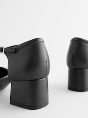 Black Extra Wide Fit Forever Comfort® Leather Round Toe Block Heels - Image 4 of 6