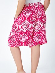 Roman Pink Aztec Style Print Crinkle Shorts - Image 2 of 5