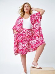 Roman Pink Aztec Style Print Crinkle Shorts - Image 4 of 5