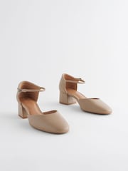 Taupe rjava - Forever Comfort® Leather Round Toe Block čevlji z visoko peto - Slika 1 iz 6