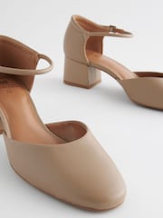 Taupe rjava - Forever Comfort® Leather Round Toe Block čevlji z visoko peto - Slika 3 iz 6