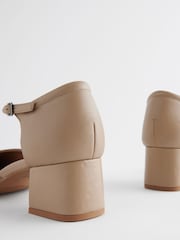 Taupe rjava - Forever Comfort® Leather Round Toe Block čevlji z visoko peto - Slika 4 iz 6