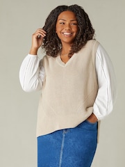Live Unlimited Beige Knitted Tank Top - Image 1 of 5