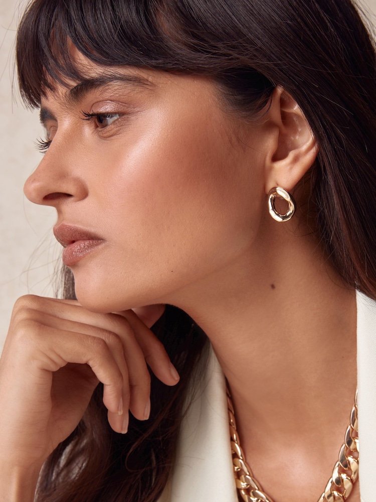 Tonalité d'or - Boucles d'oreilles à maillons de chaîne - Image 3 of 5