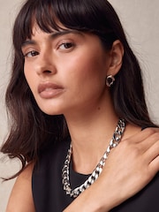 Silver Tone Chain Link Stud Earrings - Image 2 of 4