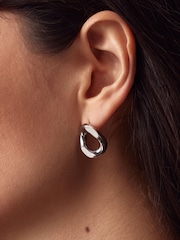 Silver Tone Chain Link Stud Earrings - Image 3 of 4