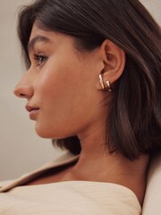 Gold Tone Recycled Metal Over Lobe Cuff Earrings - Image 1 of 4