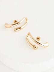 Gold Tone Recycled Metal Over Lobe Cuff Earrings - Image 4 of 4