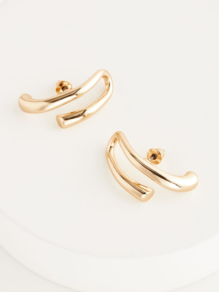 Gold Tone Recycled Metal Over Lobe Cuff Earrings - Image 4 of 4 Gold Tone Recycled Metal Over Lobe Cuff Earrings - Image 4 of 4
