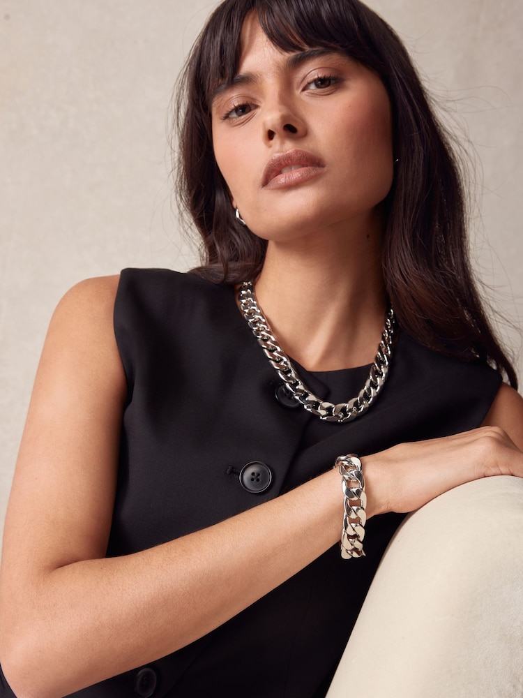 Silver Tone Chunky Chain Bracelet - Image 1 of 5