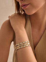 Gold Tone Sparkle Molten Cuff Bangle Set Made With Recycled Zinc - Image 1 of 4