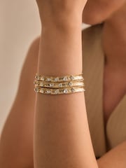Gold Tone Sparkle Molten Cuff Bangle Set Made With Recycled Zinc - Image 4 of 4