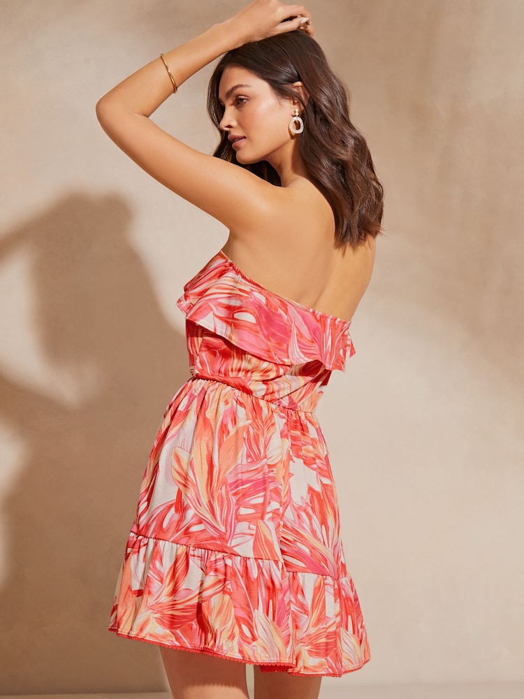 Roz - Lipsy Bandeau Volănașe Summer Holiday Jersey Mini Rochie - Image 2 of 4