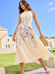 Lipsy Ivory White Petite Sleeveless Racer Midi Dress - Image 1 of 4