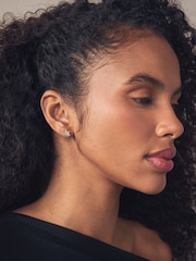 Sterling Silver Leaf Cubic Zirconia Stud Earrings - Image 2 of 3