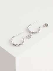 Sterling Silver Twist Hoop Earrings - Image 3 of 5