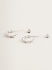 Sterling Silver Twist Hoop Earrings - Image 4 of 5