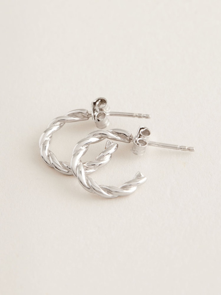 Sterling Silver Twist Hoop Earrings - Image 5 of 5