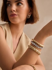 Gold Tone Sparkle Stretch Bracelet Pack Made With Recycled Zinc - Image 1 of 4