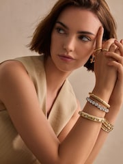 Gold Tone Sparkle Stretch Bracelet Pack Made With Recycled Zinc - Image 2 of 4
