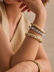 Gold Tone Sparkle Stretch Bracelet Pack Made With Recycled Zinc - Image 3 of 4