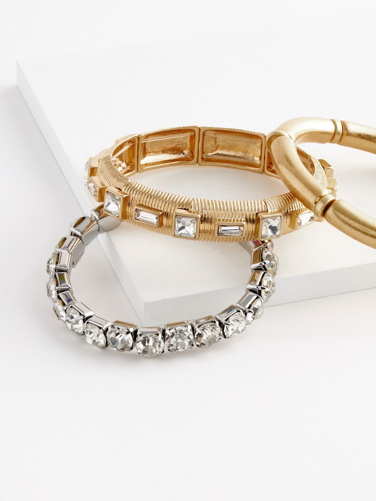 Gold Tone Sparkle Stretch Bracelet Pack Made With Recycled Zinc - Image 4 of 4