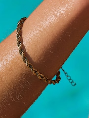 Gold Tone Stainless Steel Twist Chain Bracelet - Image 4 of 7