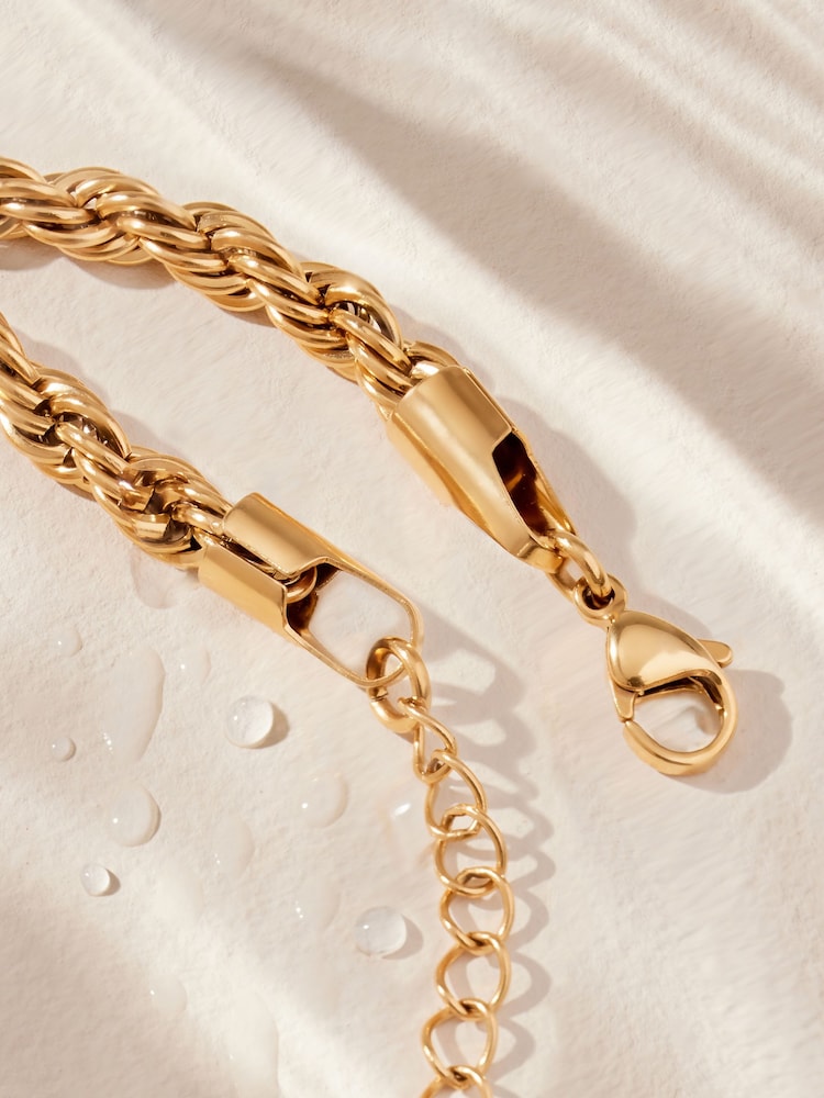 Gold Tone Stainless Steel Twist Chain Bracelet - Image 7 of 7