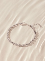 Silver Tone Stainless Steel Twist Chain Bracelet - Image 5 of 7