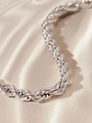 Silver Tone Stainless Steel Twist Chain Bracelet - Image 7 of 7