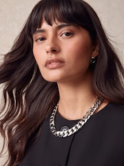 Silver Tone Chunky Chain Necklace - Image 1 of 5