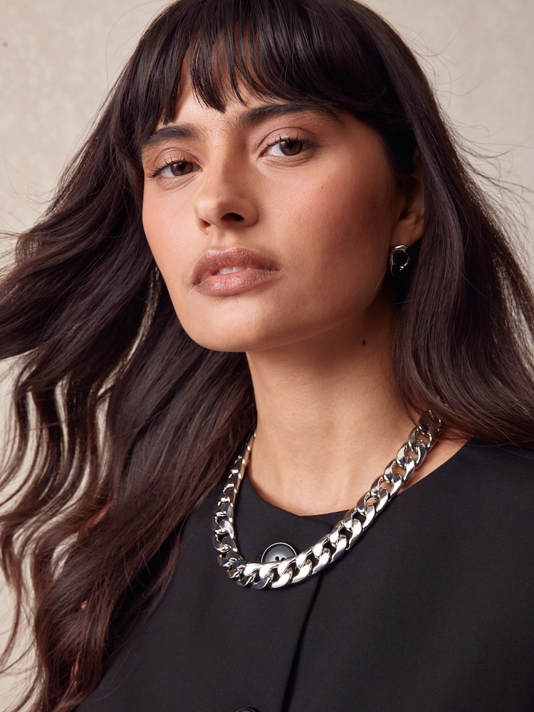 Silver Tone Chunky Chain Necklace - Image 1 of 5
