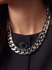 Silver Tone Chunky Chain Necklace - Image 3 of 5