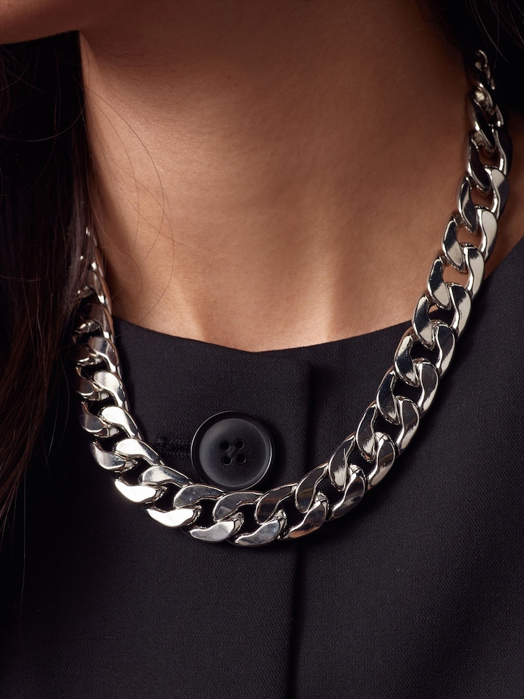 Tonalité argentée - Collier à gros maillons - Image 3 of 5
