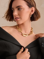Gold Tone Chunky Molten Chain Necklace - Image 1 of 5