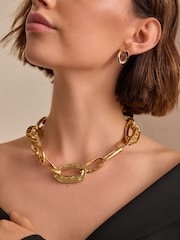 Gold Tone Chunky Molten Chain Necklace - Image 2 of 5