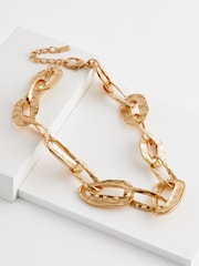 Gold Tone Chunky Molten Chain Necklace - Image 4 of 5