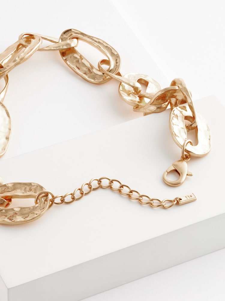 Gold Tone Chunky Molten Chain Necklace - Image 5 of 5