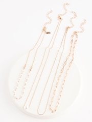 Gold Tone Multilayer Pearl Chain Necklace Made With Recycled Brass And Steel - Image 3 of 4