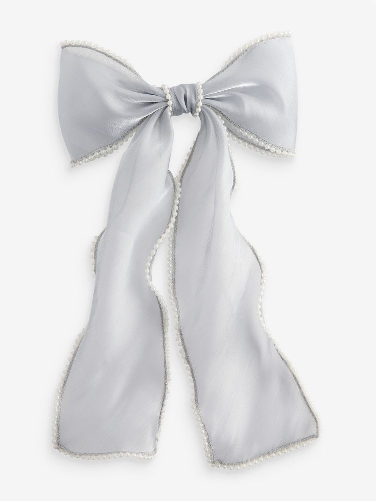 Silver Tone Pearl Bow Clip - Image 6 of 6