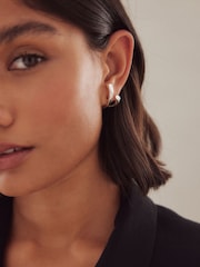 Silver Tone Recycled Metal Over Lobe Cuff Earrings - Image 2 of 4