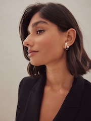 Silver Tone Recycled Metal Over Lobe Cuff Earrings - Image 3 of 4