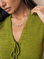 Gold Tone Delicate Sparkle Multilayer Necklace Made With Recycled Zinc And Brass - Image 2 of 4